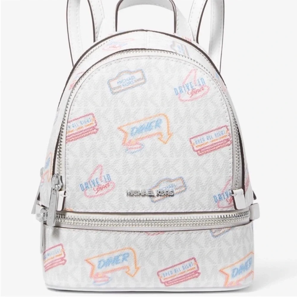 Michael Kors Rhea Extra-Small convertible Backpack Crossbody Optic White